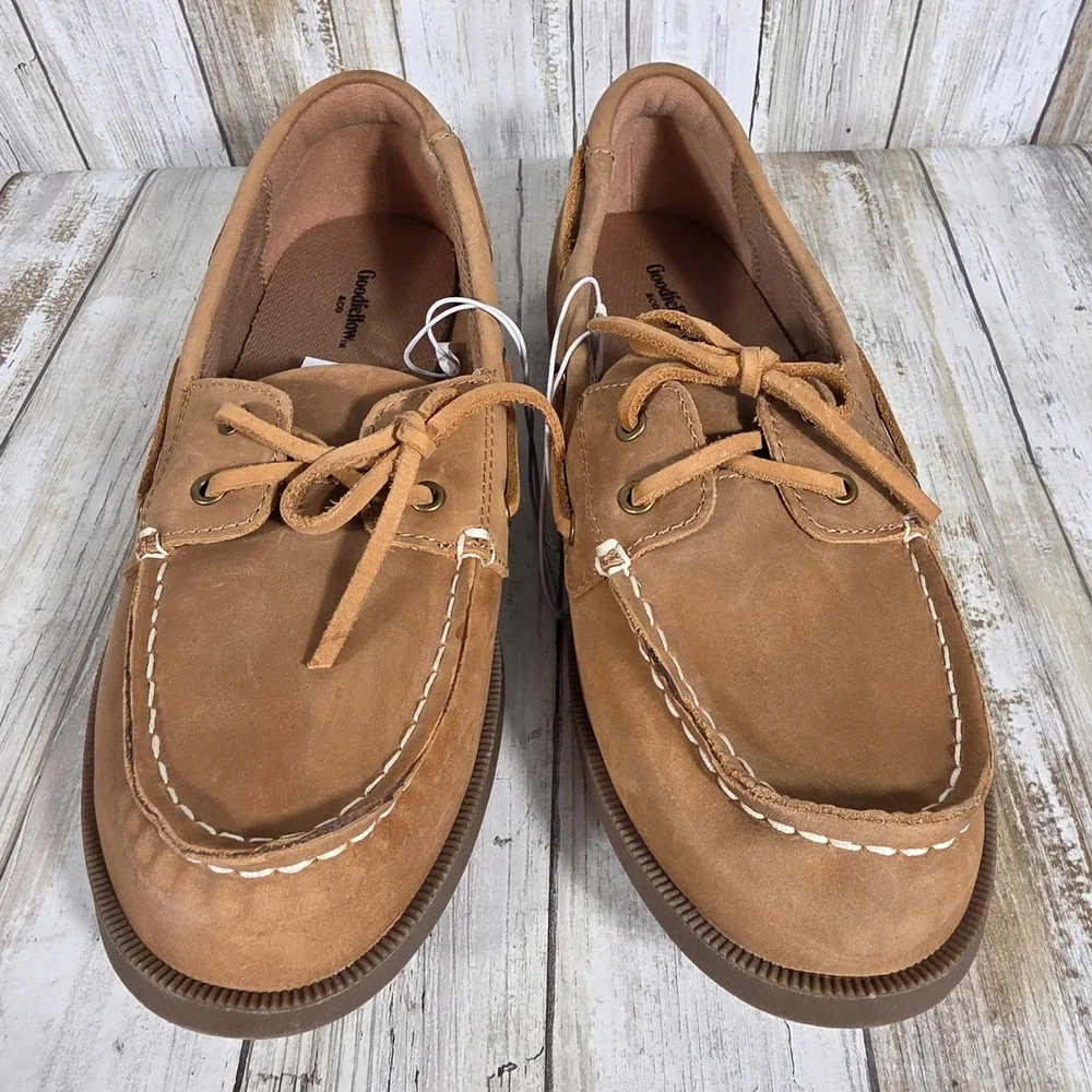 Goodfellow & Co Mens Tan Boat Shoes Size 9.5 Classic Nautical Loafers NWT